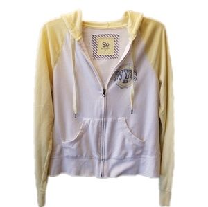 SO yellow & white zip up sweatshirt junior sz XL
